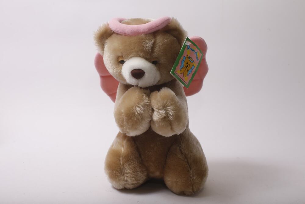 80s Kentex, Prayer Angel, Teddy Bear, Plush, Pink Wings, Decorative, Gift Idea,